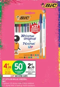 27 Stylos Bille Cristal BIC