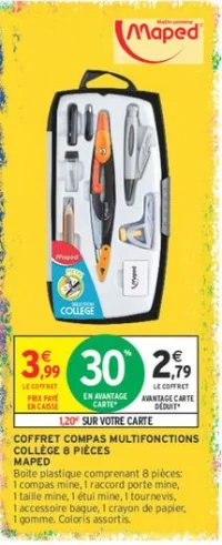 Coffret Compas Multifonctions Collège 8 Pièces Maped
