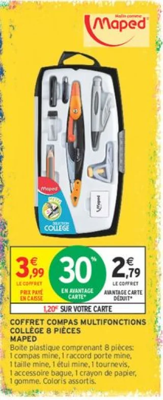 Coffret Compas Multifonctions Collège 8 Pièces Maped