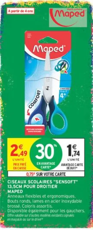 Ciseaux Scolaires "Sensoft" 13,5cm Maped