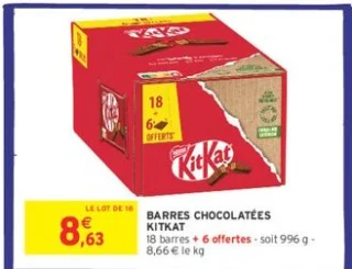 Barres chocolatées Kitkat