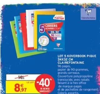 LOT 5 KOVERBOOK PIQUE 24X32 CM CLAIREFONTAINE
