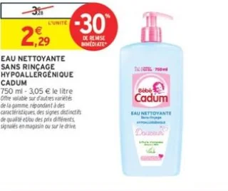 Eau Nettoyante Sans Rinçage Hypoallergénique Cadum