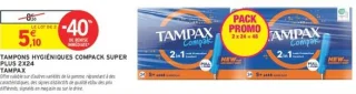 TAMPONS HYGIÉNIQUES COMPACK SUPER PLUS 2X24 TAMPAX