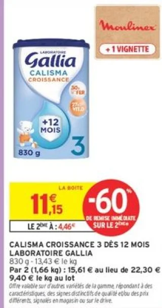 CALISMA CROISSANCE 3 DÈS 12 MOIS LABORATOIRE GALLIA