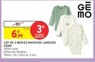 Lot de 3 bodies manches