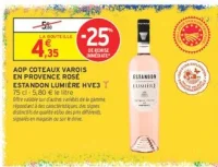 AOP Coteaux Varois en Provence rosé Estandon Lumière HVE3