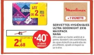 Serviettes hygieniques Ultra Goodnight 2x16 Maxipad Nana