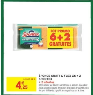 ÉPONGE GRATT & FLEX X6 + 2 SPONTEX