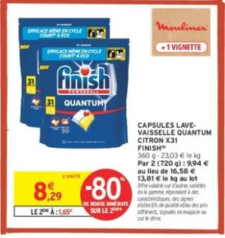 CAPSULES LAVE-VAISSELLE QUANTUM CITRON X31 FINISH