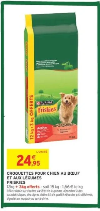 Croquettes pour chien au bœuf et aux légumes Friskies Active