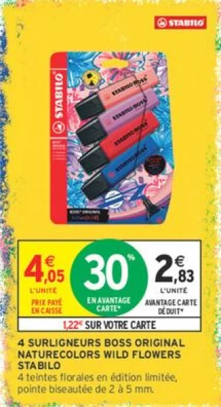 4 Surligneurs Boss Original Naturecolors Wild Flowers Stabilo