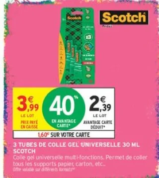 3 tubes de colle gel universelle 30 ml Scotch
