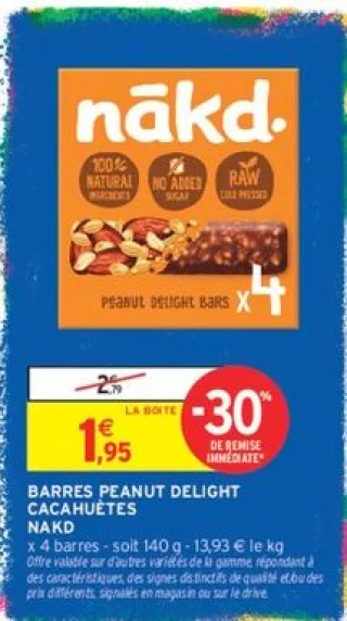 Barres Peanut Delight Cacahuètes Nakd