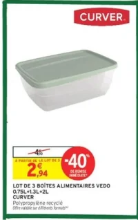 LOT DE 3 BOÎTES ALIMENTAIRES VEDO CURVER