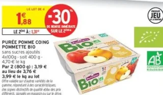 Pommette Bio Purée Pomme Coing