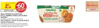 Blédina Bols Écrasé de Carottes, Riz & Jambon, Persil dès 8 mois
