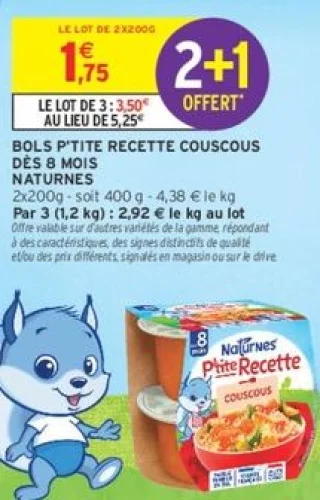 Naturnes Bols P'tite Recette Couscous dès 8 mois
