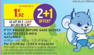 Naturnes P'tit Brassé Nature sans sucres ajoutés dès 6 mois