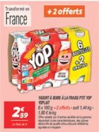 Yaourt à boire à la fraise ptit yop 