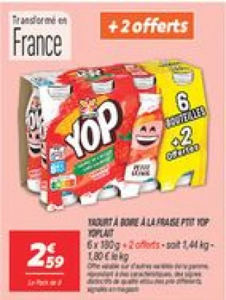 Yaourt à boire à la fraise ptit yop 
