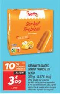 Bâtonnets glacés sorbet tropical x6