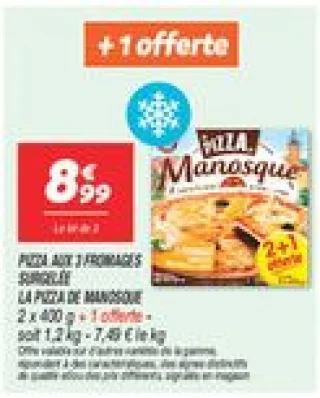 Pizza aux 3 fromages surgelée