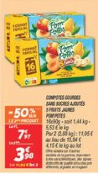 Compotes gourdes sans sucres ajoutés 5 fruits jaunes