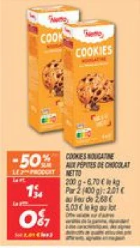 Cookies nougatine aux pépites de chocolat