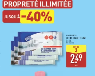 Power Force Lot de lingettes anti-bactériennes
