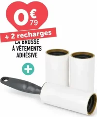 La brosse à vêtements adhésive + 2 recharges
