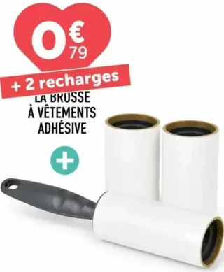 La brosse à vêtements adhésive + 2 recharges