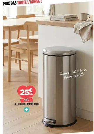 La Poubelle Ronde Inox 30L