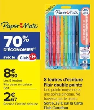 8 feutres d'écriture Flair double pointe Paper Mate