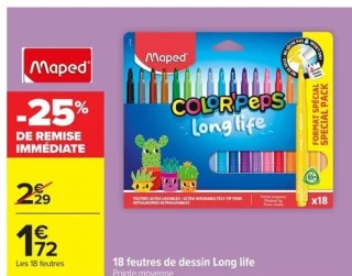 Maped Color'Peps Long life 18 feutres de dessin