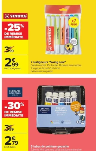 Surligneurs Swing cool Stabilo et Gouache Lefranc Bourgeois