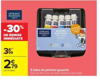 5 tubes de peinture gouache
