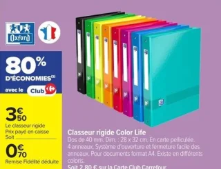 Classeur rigide Color Life Oxford