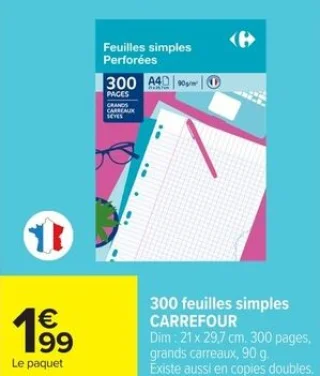 300 feuilles simples CARREFOUR
