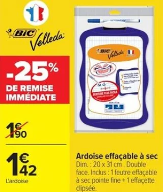 Ardoise effaçable à sec BIC Velleda
