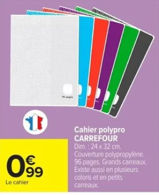 Cahier polypro Carrefour