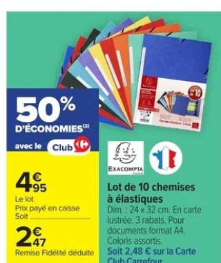 Lot de 10 chemises à élastiques Exacompta