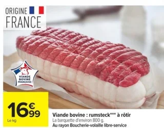 Viande bovine : rumsteck*** à rôtir