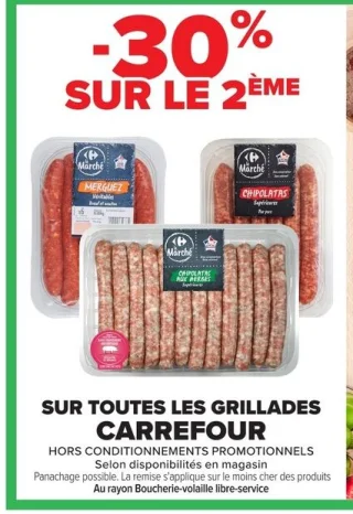Sur toutes les grillades Carrefour