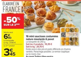 16 mini saucisses costumées nature moutarde & pavot