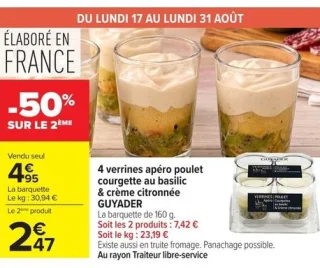 4 verrines apéro poulet courgette au basilic & crème citronnée GUYADER
