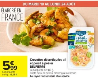 Crevettes décortiquées ail et persil à poêler DELPIERRE