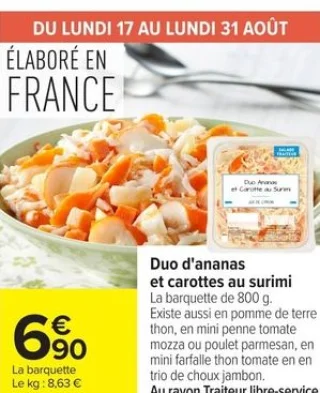 Duo d'ananas et carottes au surimi