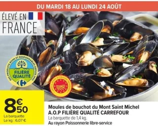 Moules de bouchot du Mont Saint Michel A.O.P FILIÈRE QUALITÉ CARREFOUR