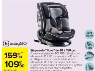 babyGO Siège-auto "Nova" de 40 à 150 cm